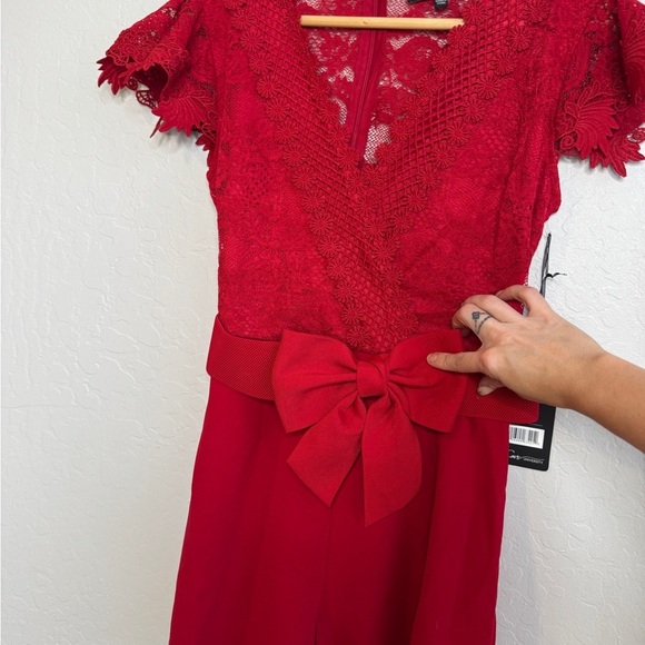 Elegant Red Lace Women's Romper - Picture 7 of 7